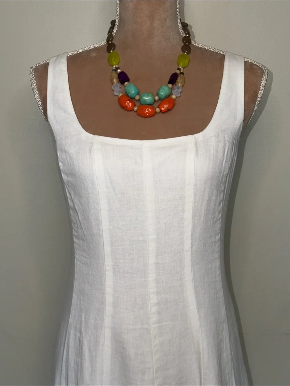 Lilly Pulitzer White Sleeveless Square-Neck Midi Dress